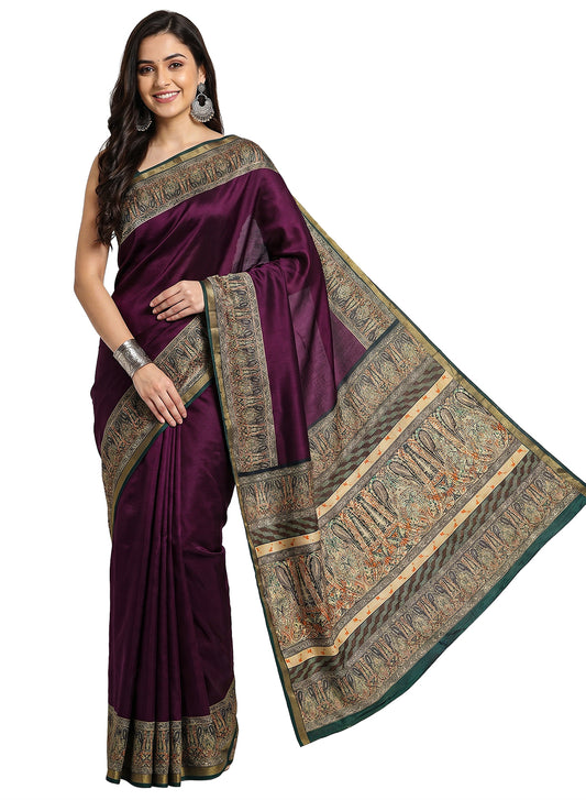 Women's Printed Silk Blend Saree with Unstitched Blouse Piece.