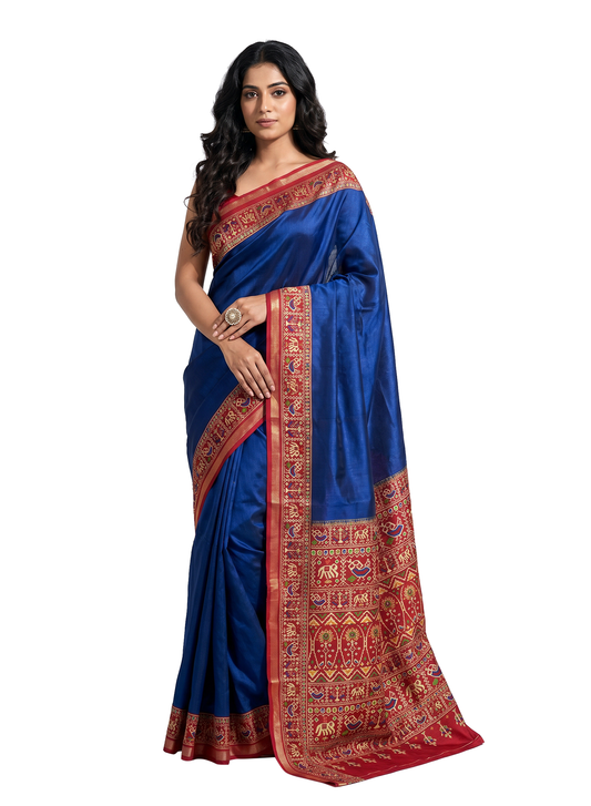 Women's Printed Silk Blend Saree with Unstitched Blouse Piece.