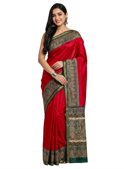 Women's Printed Silk Blend Saree with Unstitched Blouse Piece.