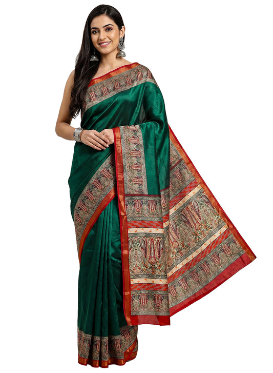 Women's Printed Silk Blend Saree with Unstitched Blouse Piece.