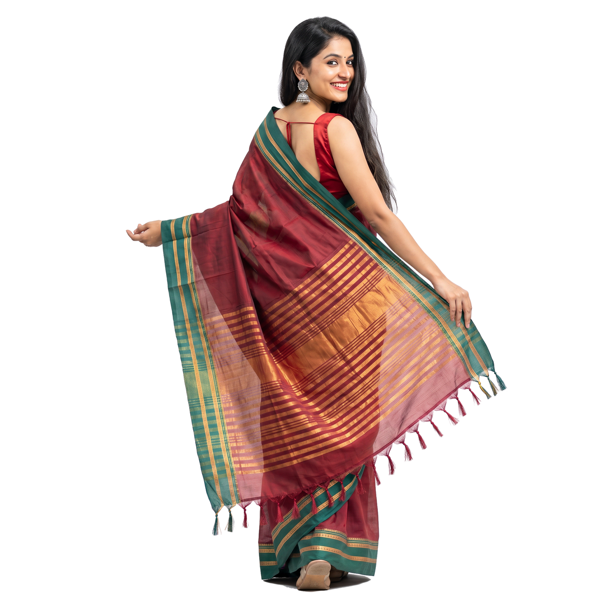 Women's Art Silk Traditional Saree with Zari Border and Unstitched Blouse Piece.