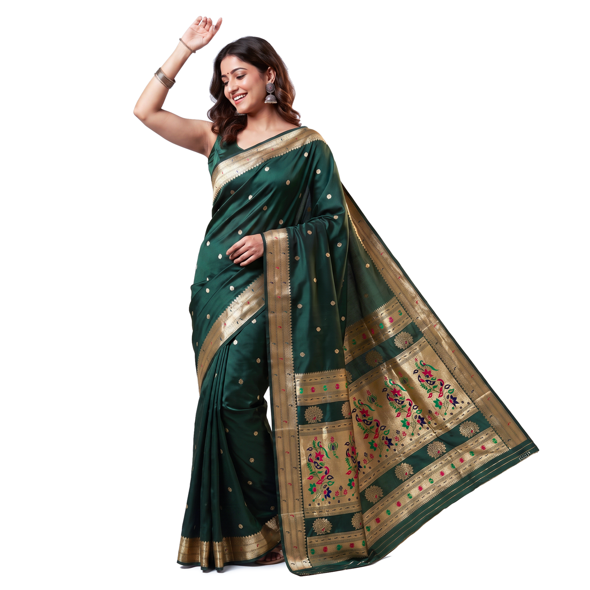 Banarasi Soft Silk Saree Festive Woven Jacquard Zari Border Sarees with Unstitched Blouse Piece.