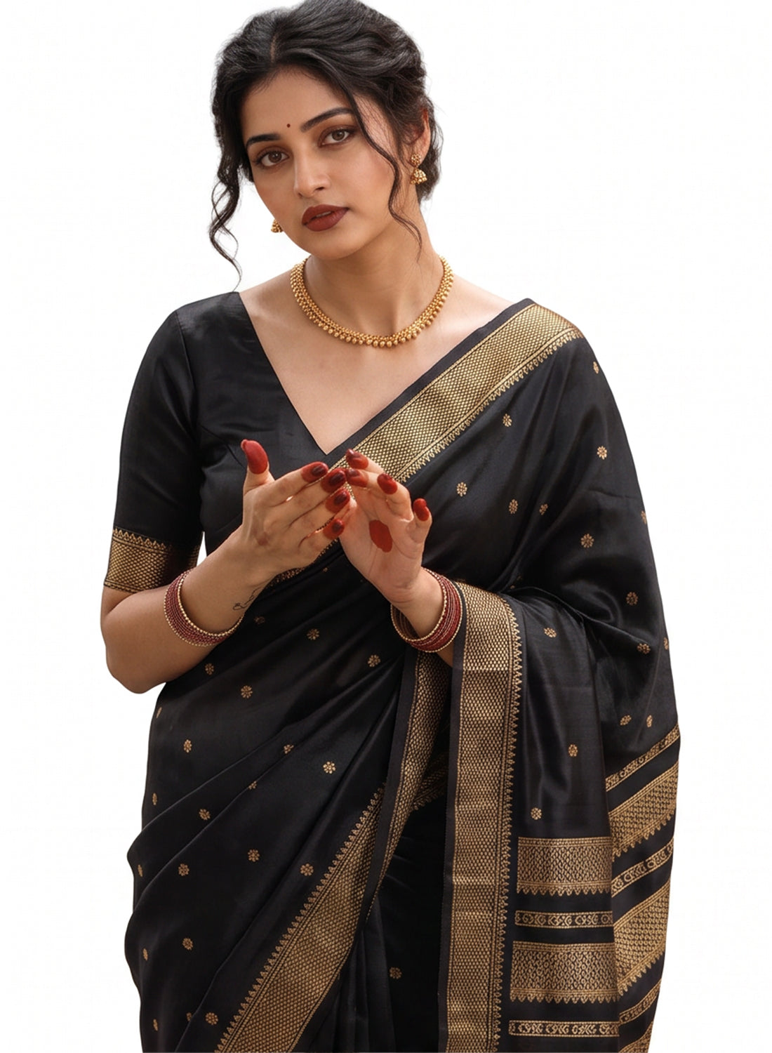Women's Woven Banarasi Art Silk Saree with Unstitched Blouse Piece.
