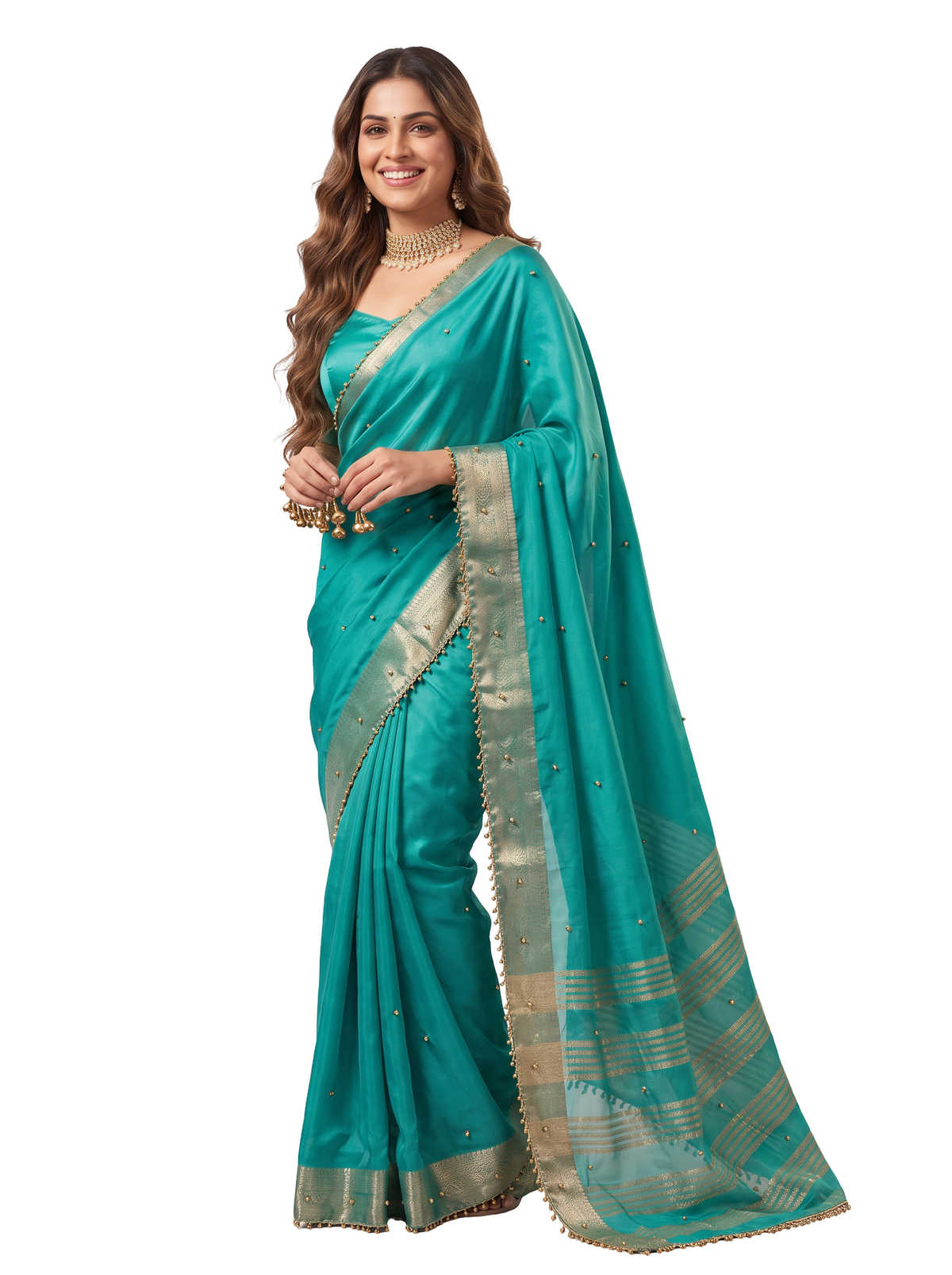 Most Viral Trending Ghungroo Tissue Saree for Women | Elegant Designer Party Wear Saree with Ghungroo Border | Festive & Wedding Collection