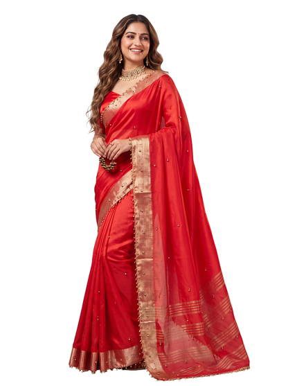 Most Viral Trending Ghungroo Tissue Saree for Women | Elegant Designer Party Wear Saree with Ghungroo Border | Festive & Wedding Collection