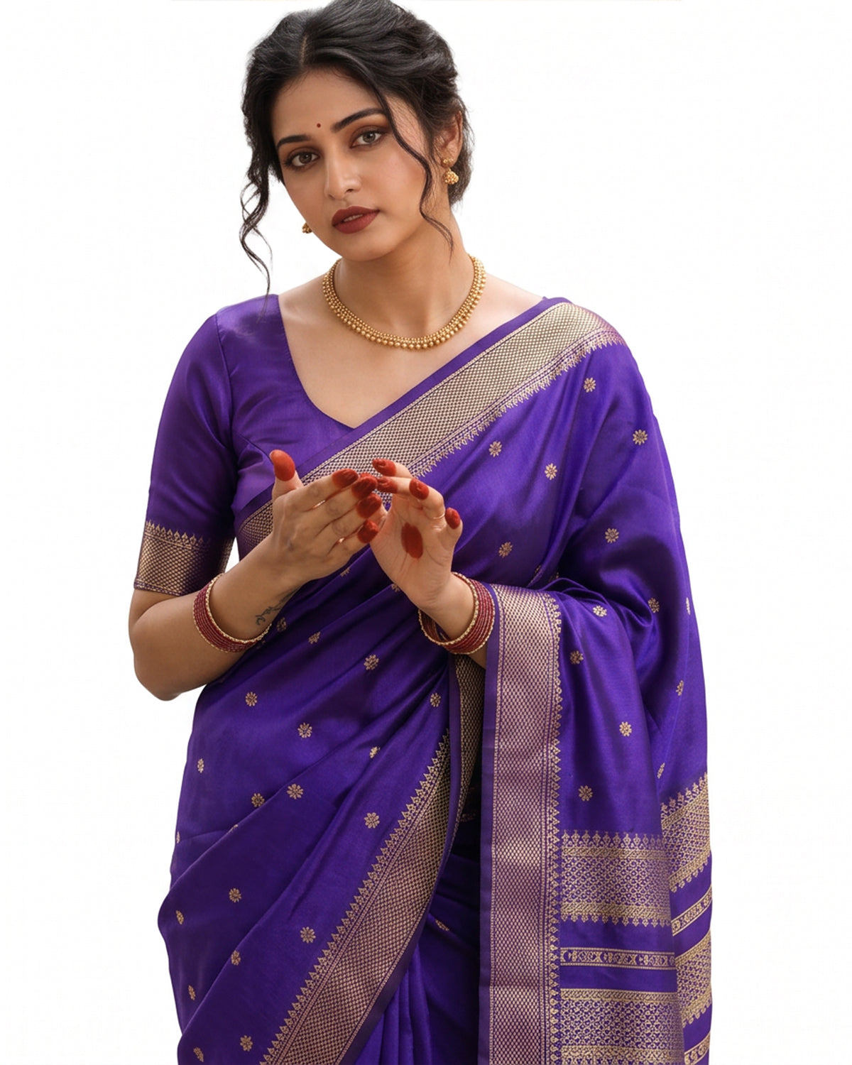 Women's Woven Banarasi Art Silk Saree with Unstitched Blouse Piece.