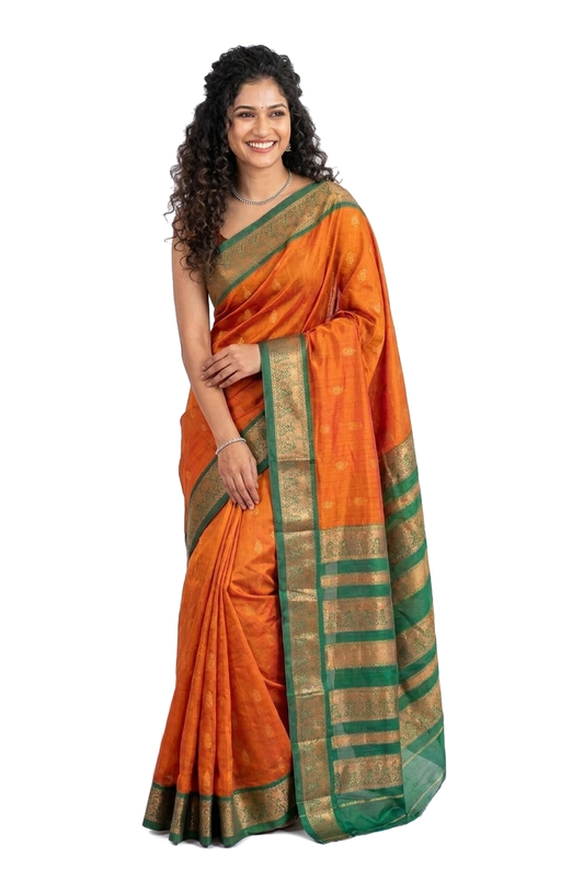 Women's Elegant Banarasi Kanjivaram silk and South Indian Gadwal Silk Cotton Handloom Saree Woven Design Ethnic Wear with Blouse Piece.