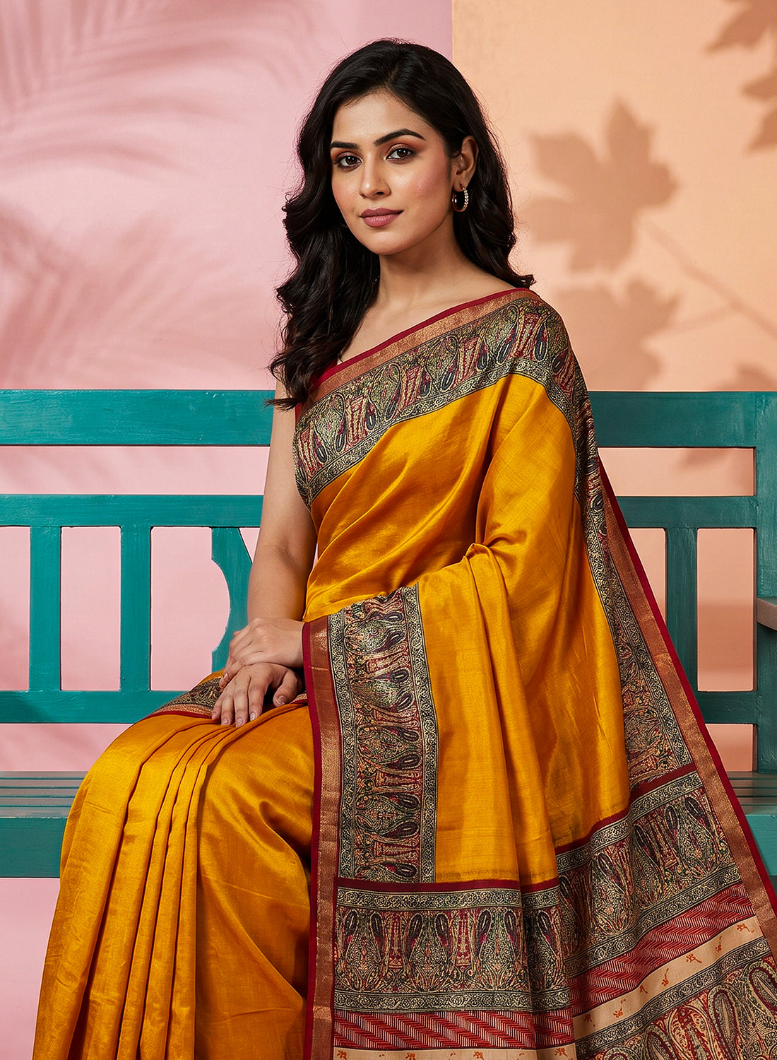 Women's Printed Silk Blend Saree with Unstitched Blouse Piece.