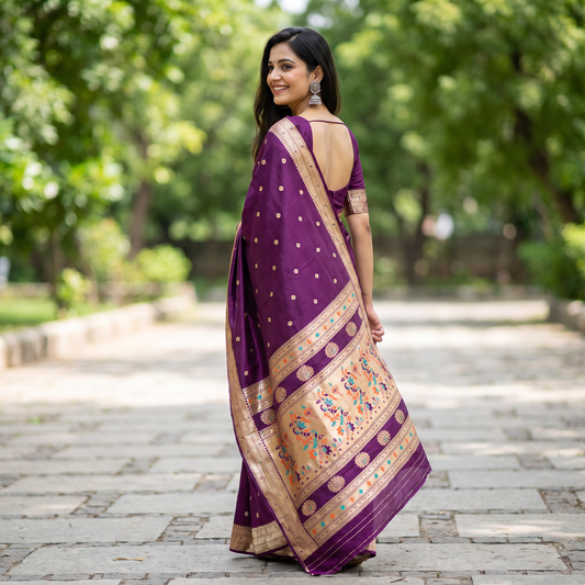 Banarasi Soft Silk Saree Festive Woven Jacquard Zari Border Sarees with Unstitched Blouse Piece.