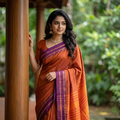 Women's Art Silk Traditional Saree with Zari Border and Unstitched Blouse Piece.