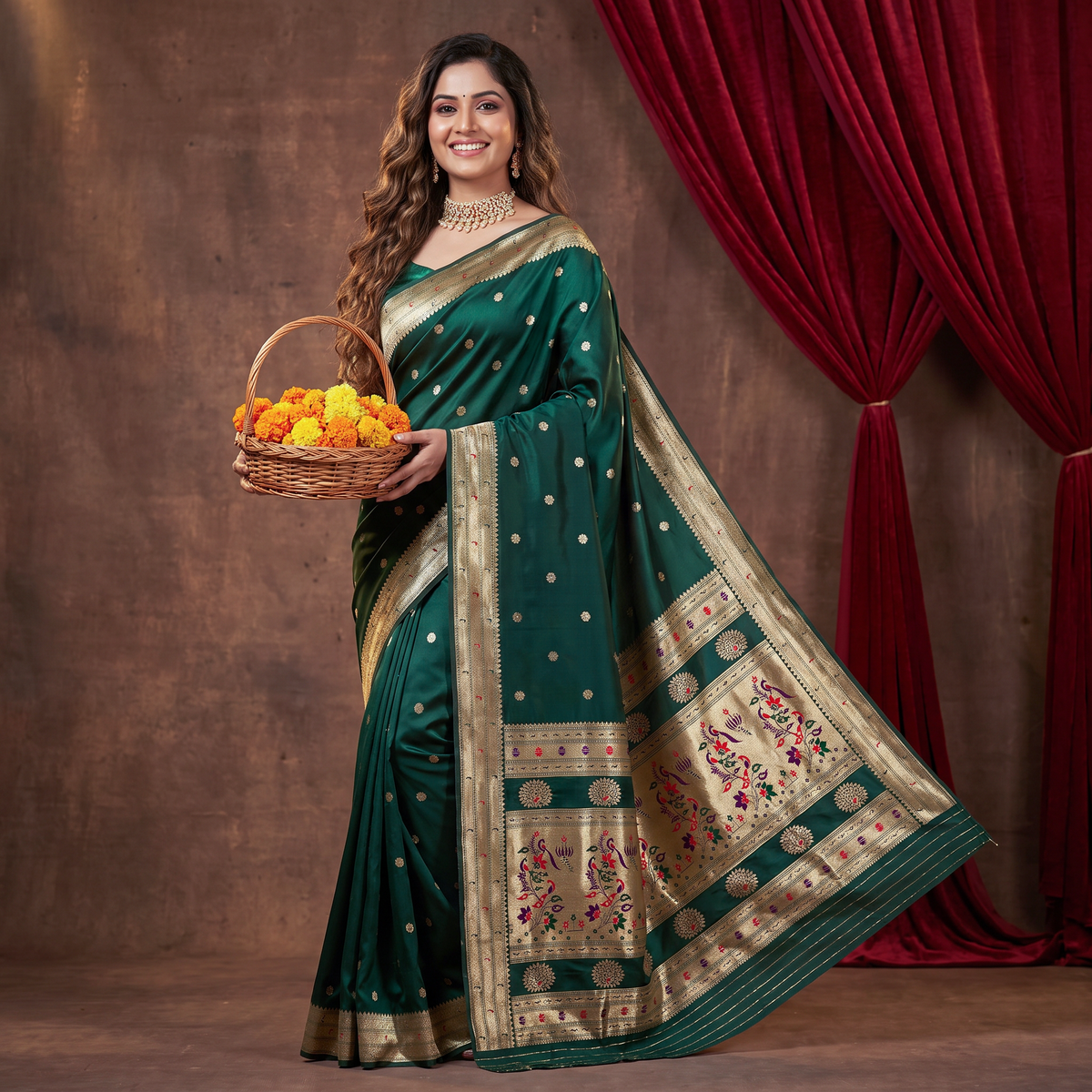 Banarasi Soft Silk Saree Festive Woven Jacquard Zari Border Sarees with Unstitched Blouse Piece.