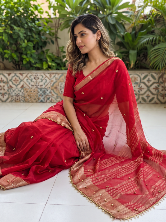 Most Viral Trending Ghungroo Tissue Saree for Women | Elegant Designer Party Wear Saree with Ghungroo Border | Festive & Wedding Collection