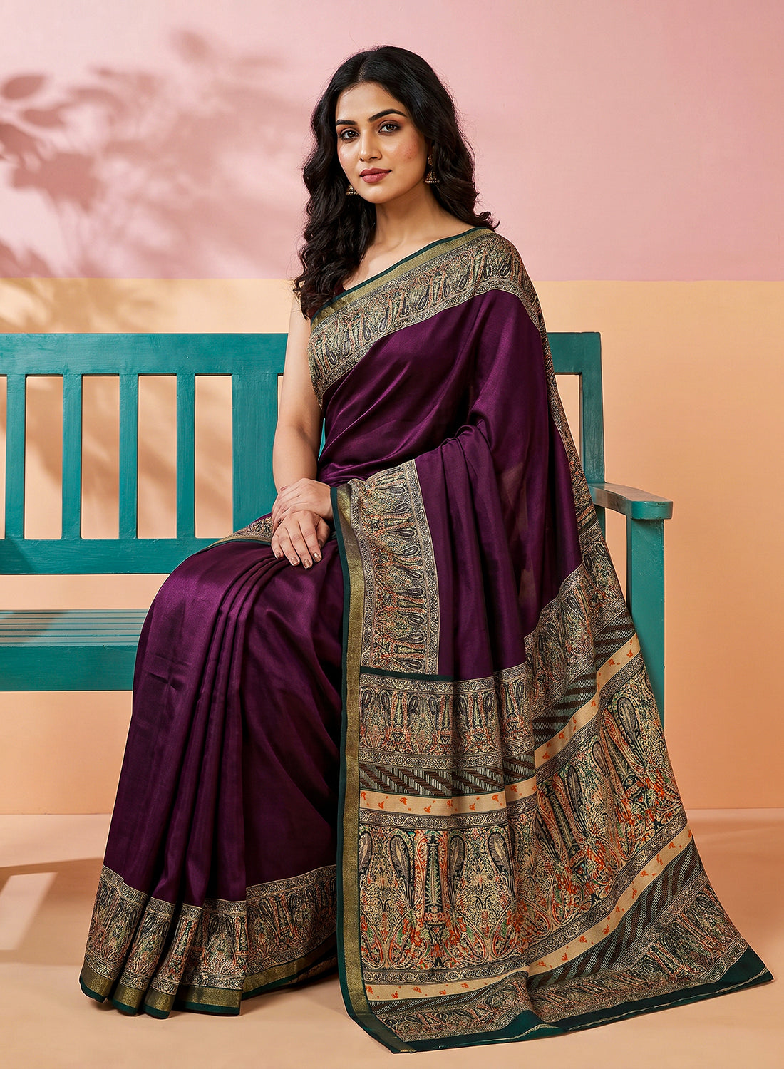 Women's Printed Silk Blend Saree with Unstitched Blouse Piece.