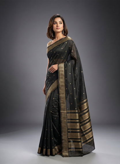 Women's Woven Banarasi Art Silk Saree with Unstitched Blouse Piece.