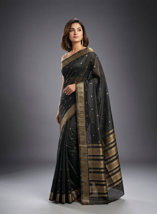Women's Woven Banarasi Art Silk Saree with Unstitched Blouse Piece.