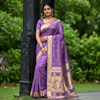 Banarasi Soft Silk Saree Festive Woven Jacquard Zari Border Sarees with Unstitched Blouse Piece.