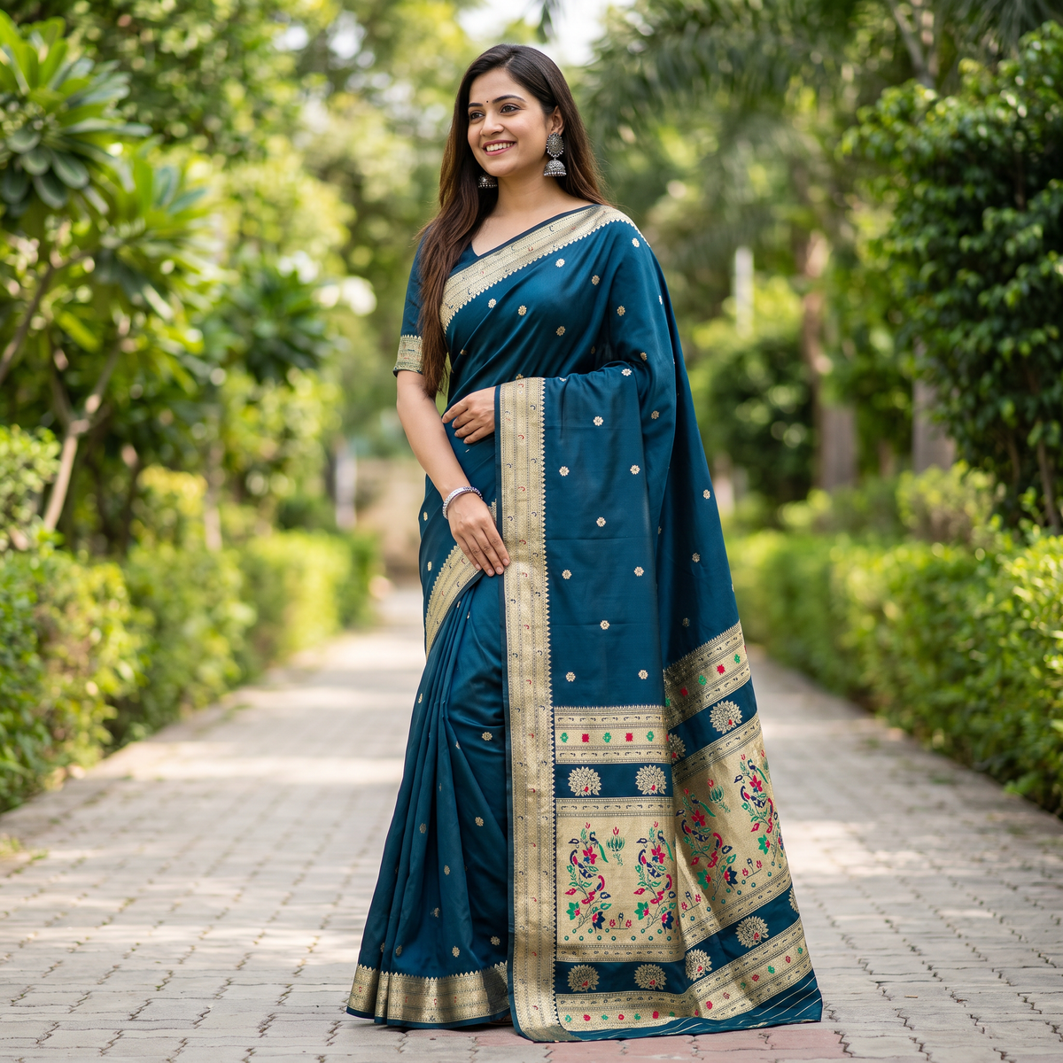 Banarasi Soft Silk Saree Festive Woven Jacquard Zari Border Sarees with Unstitched Blouse Piece.