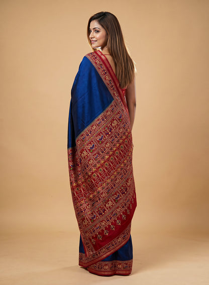 Women's Printed Silk Blend Saree with Unstitched Blouse Piece.