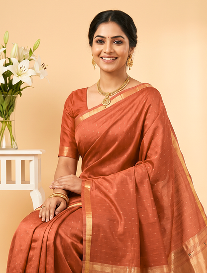 Women's Paithani Silk Saree with Unstitched Blouse Piece.