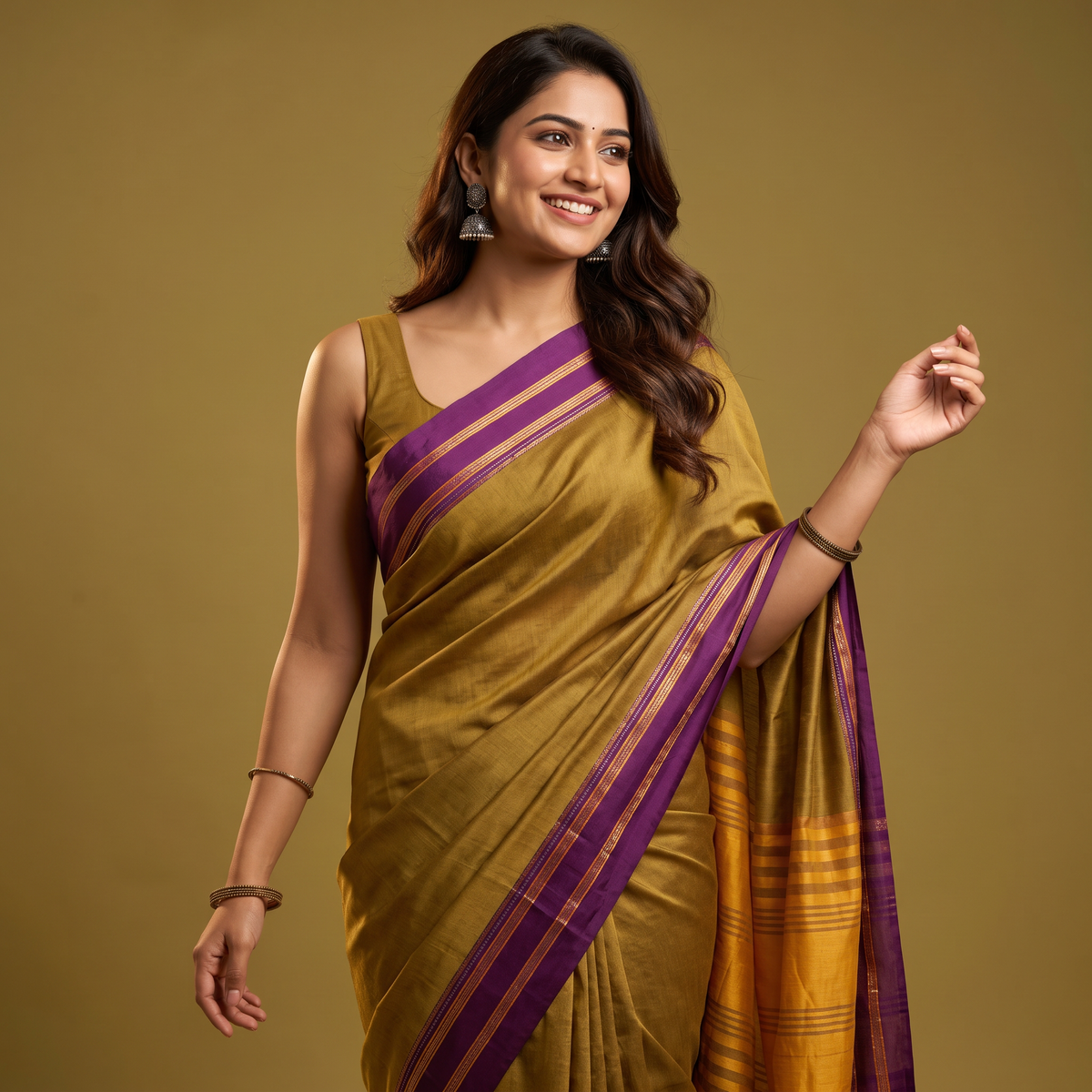 Women's Art Silk Traditional Saree with Zari Border and Unstitched Blouse Piece.