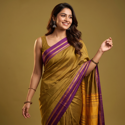 Women's Art Silk Traditional Saree with Zari Border and Unstitched Blouse Piece.