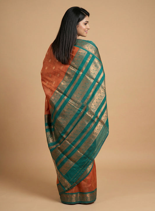 Women's Elegant Banarasi Kanjivaram silk and South Indian Gadwal Silk Cotton Handloom Saree Woven Design Ethnic Wear with Blouse Piece.