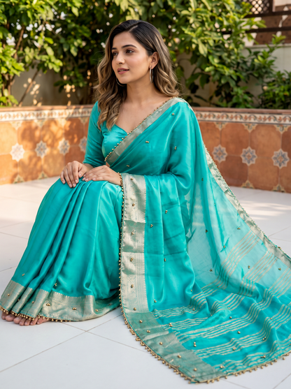 Most Viral Trending Ghungroo Tissue Saree for Women | Elegant Designer Party Wear Saree with Ghungroo Border | Festive & Wedding Collection