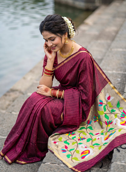 Women's Traditional Zari Cotton Silk Saree with Unstitched Blouse Piece.