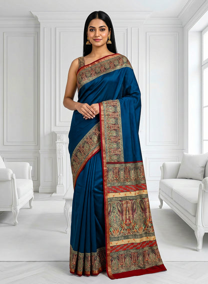 Women's Printed Silk Blend Saree with Unstitched Blouse Piece.