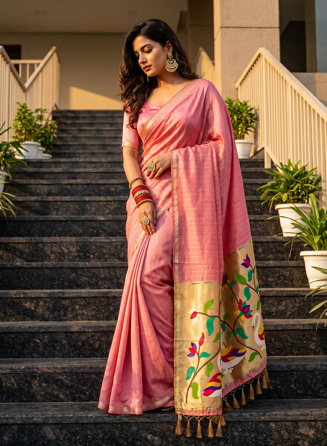 Women's Traditional Zari Cotton Silk Saree with Unstitched Blouse Piece.