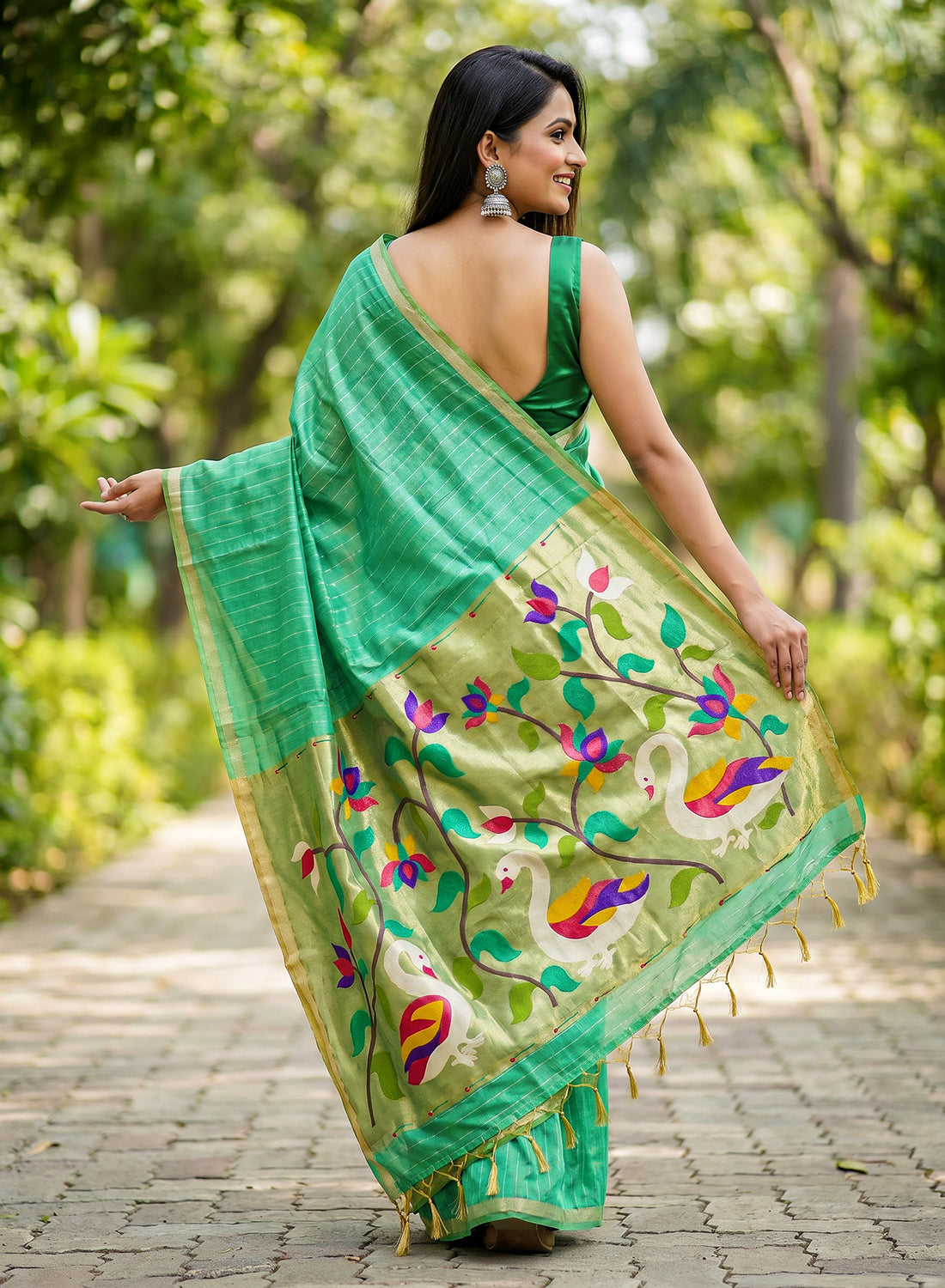 Women's Traditional Zari Cotton Silk Saree with Unstitched Blouse Piece.
