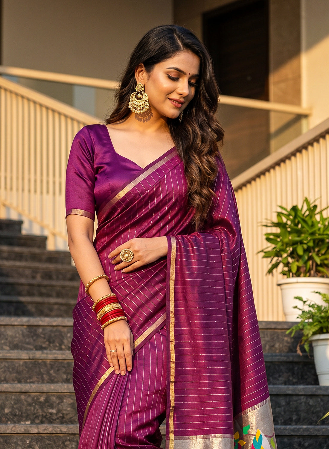 Women's Traditional Zari Cotton Silk Saree with Unstitched Blouse Piece.