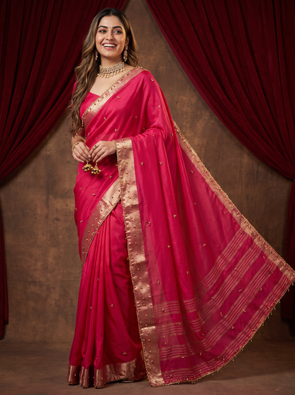 Most Viral Trending Ghungroo Tissue Saree for Women | Elegant Designer Party Wear Saree with Ghungroo Border | Festive & Wedding Collection