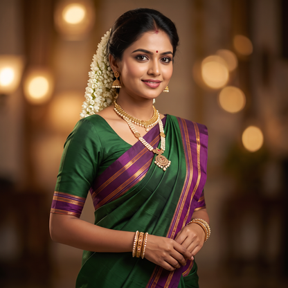 Women's Art Silk Traditional Saree with Zari Border and Unstitched Blouse Piece.