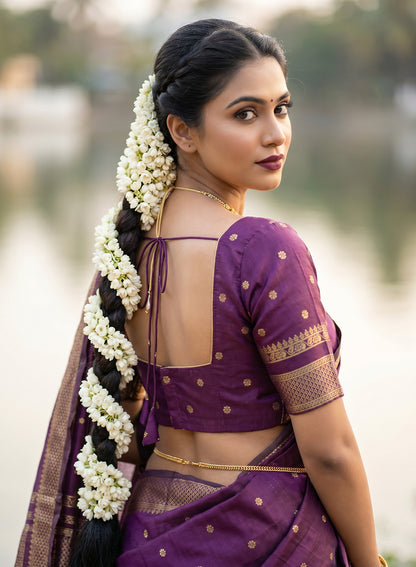 Women's Woven Banarasi Art Silk Saree with Unstitched Blouse Piece.
