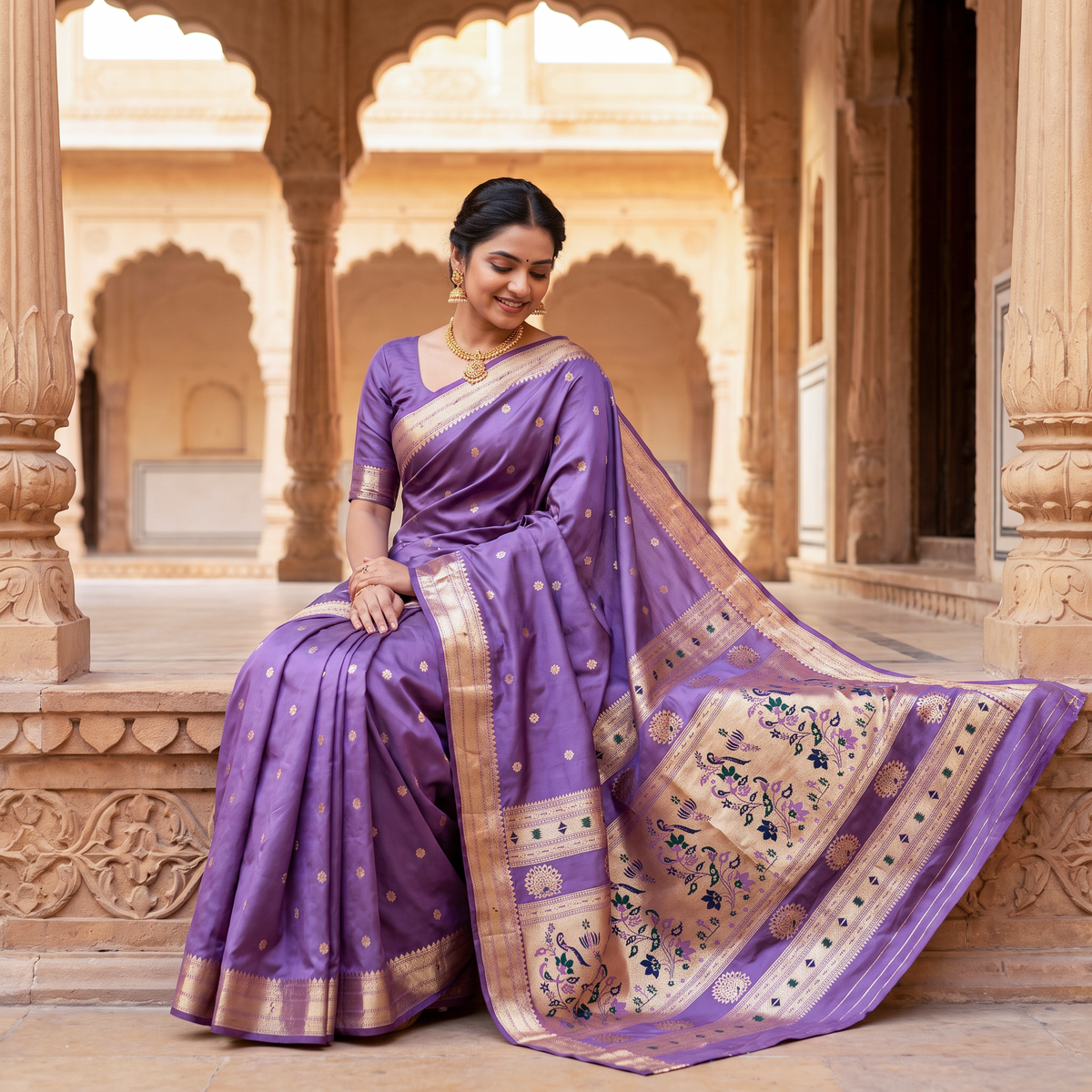 Banarasi Soft Silk Saree Festive Woven Jacquard Zari Border Sarees with Unstitched Blouse Piece.