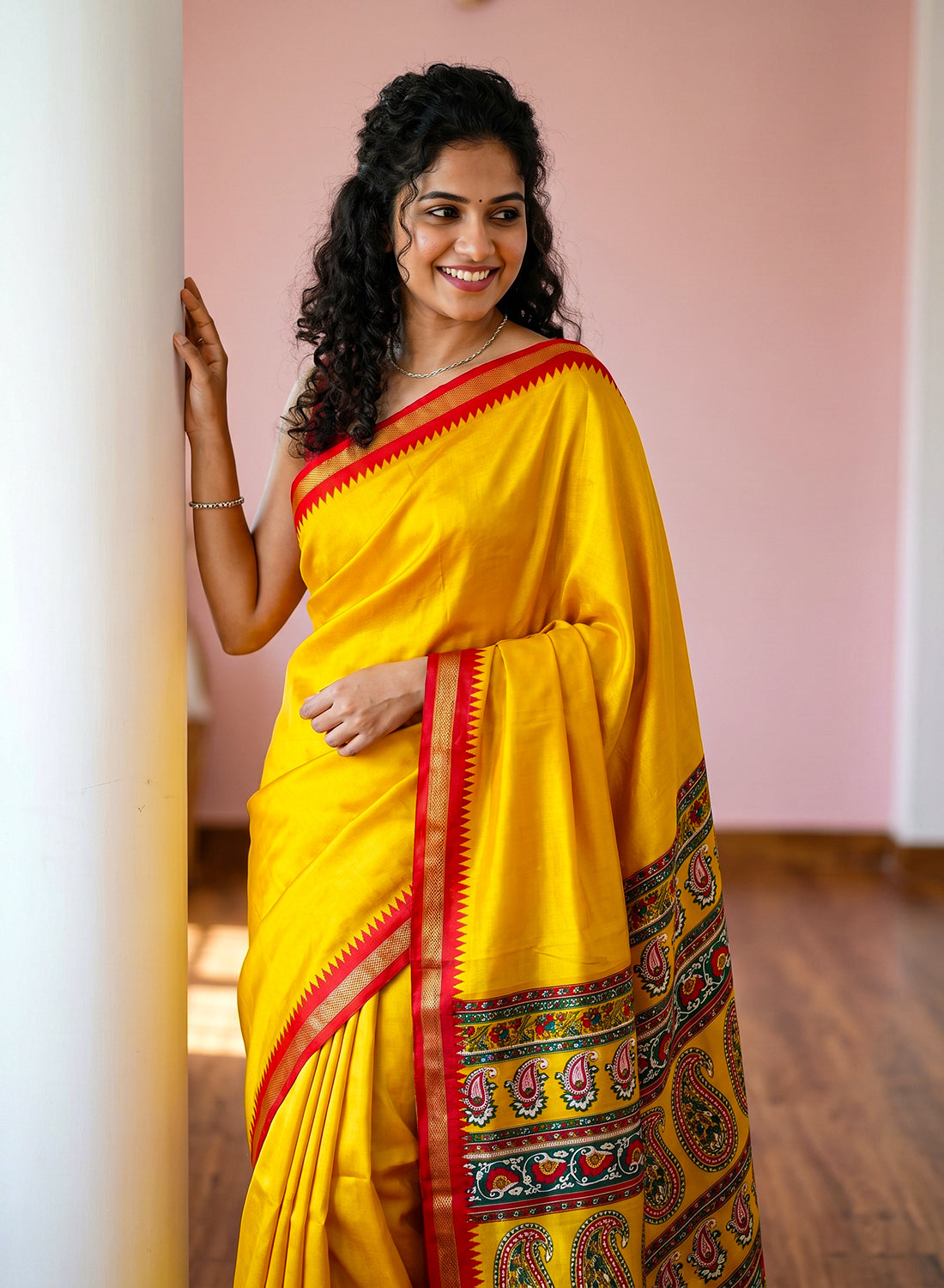 Women's Printed Silk Blend Saree with Unstitched Blouse Piece.