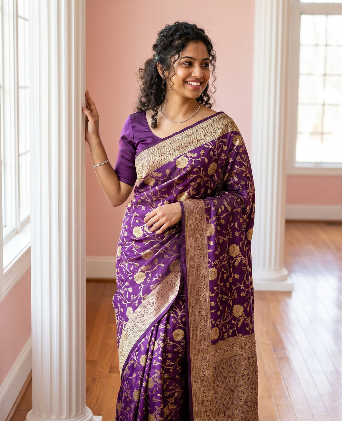 Women's Woven Banarasi Art Silk Saree with Unstitched Blouse Piece.