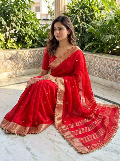 Most Viral Trending Ghungroo Tissue Saree for Women | Elegant Designer Party Wear Saree with Ghungroo Border | Festive & Wedding Collection