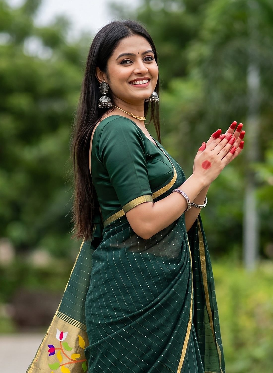 Women's Traditional Zari Cotton Silk Saree with Unstitched Blouse Piece.