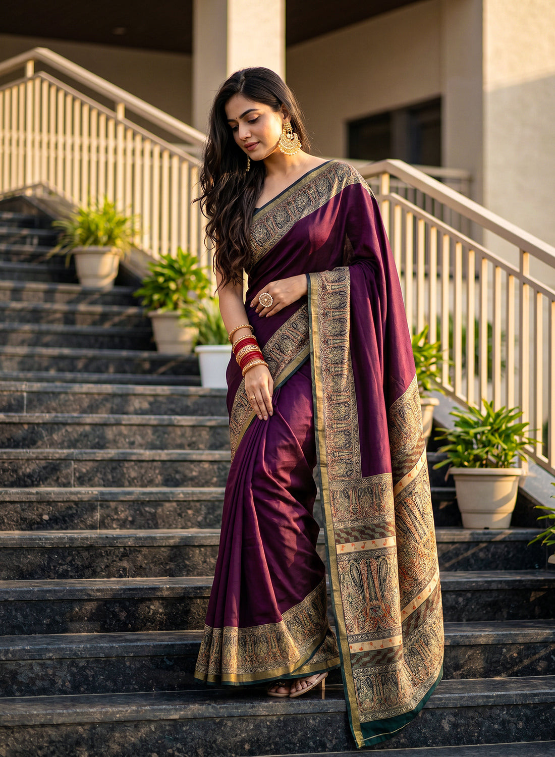 Women's Printed Silk Blend Saree with Unstitched Blouse Piece.