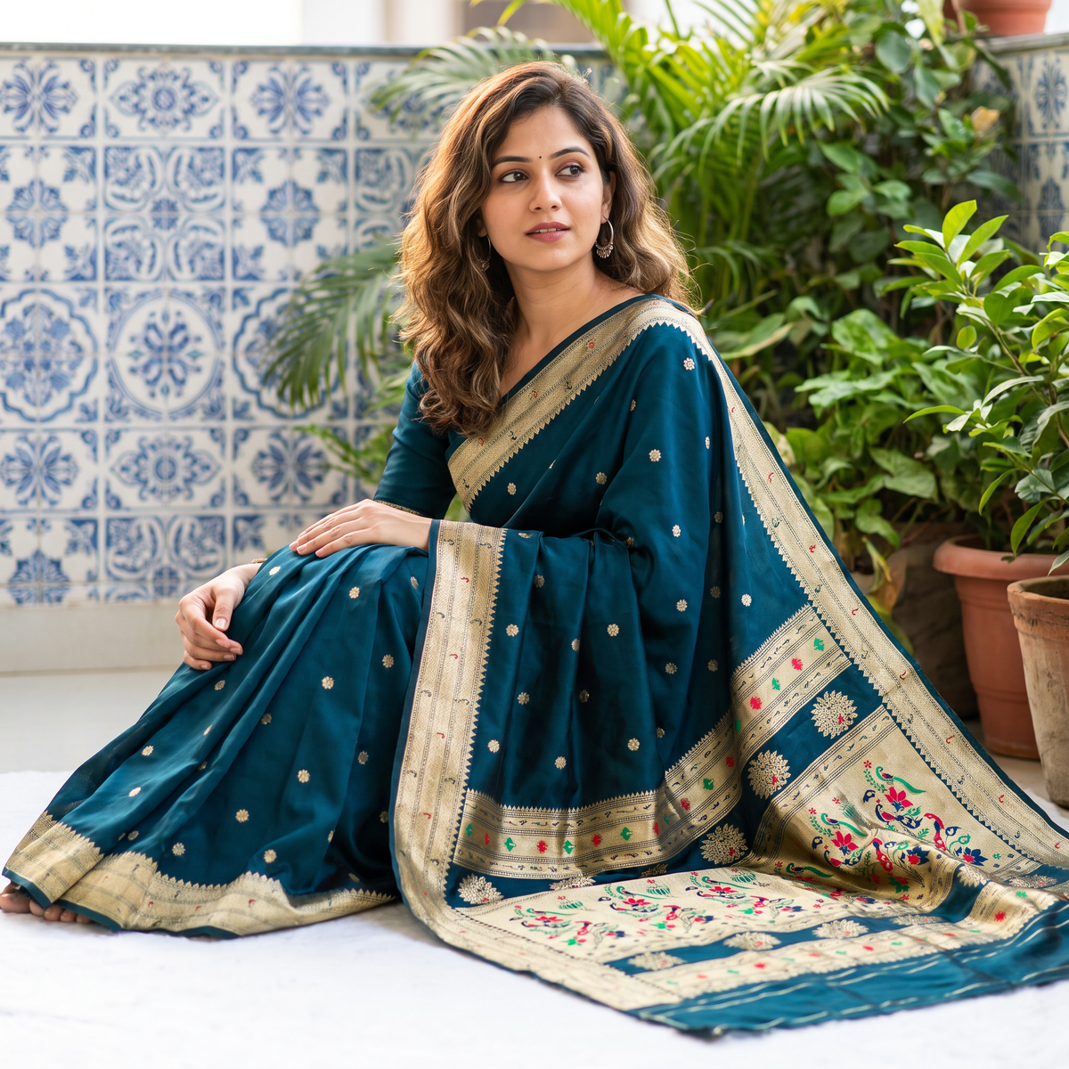 Banarasi Soft Silk Saree Festive Woven Jacquard Zari Border Sarees with Unstitched Blouse Piece.