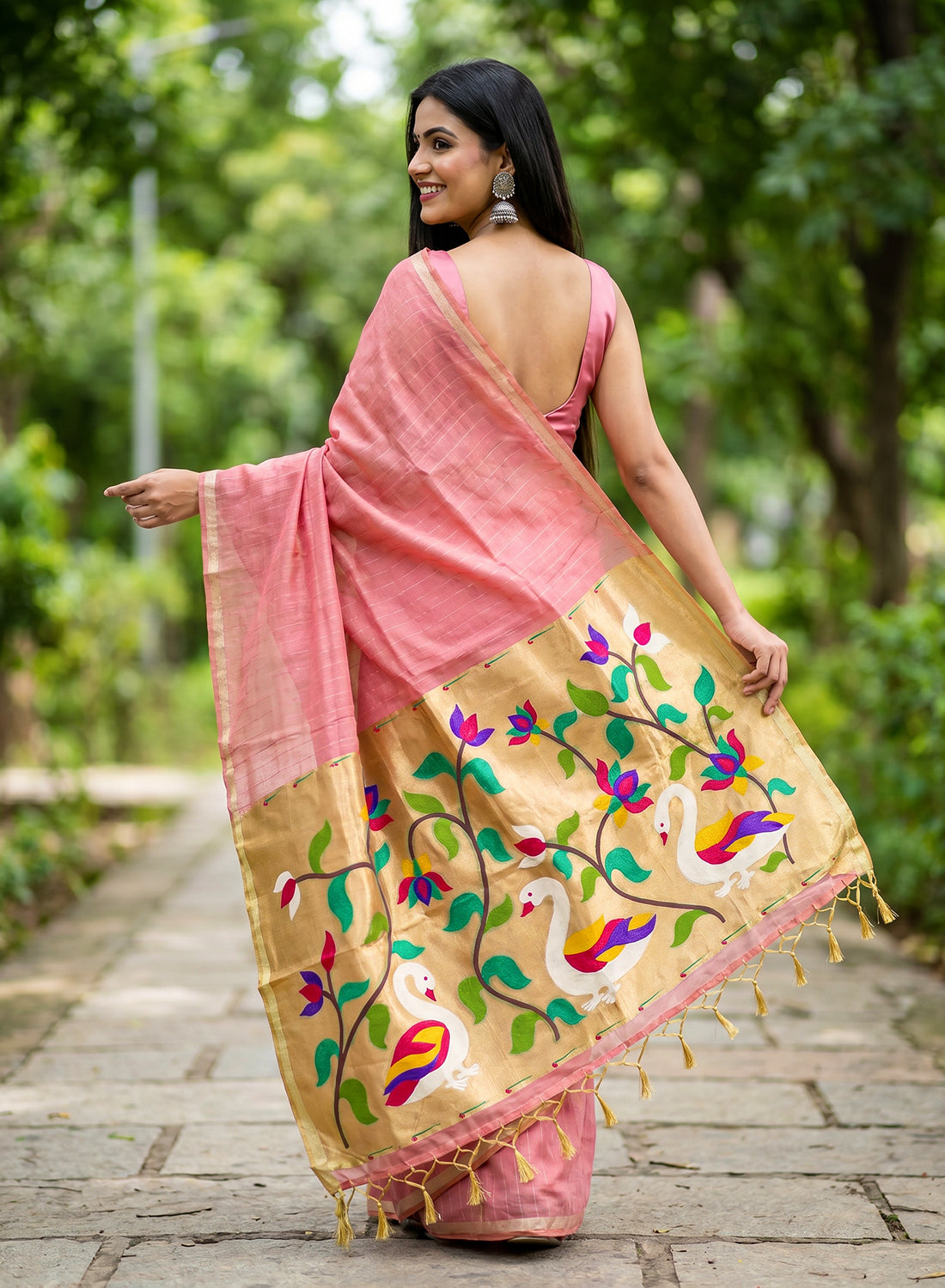 Women's Traditional Zari Cotton Silk Saree with Unstitched Blouse Piece.