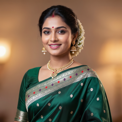 Banarasi Soft Silk Saree Festive Woven Jacquard Zari Border Sarees with Unstitched Blouse Piece.