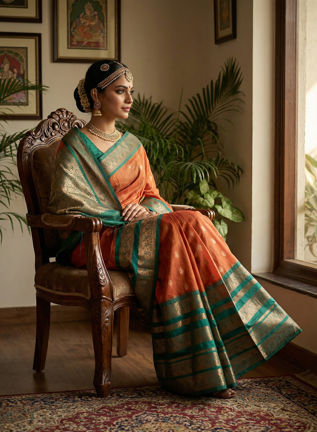 Women's Elegant Banarasi Kanjivaram silk and South Indian Gadwal Silk Cotton Handloom Saree Woven Design Ethnic Wear with Blouse Piece.