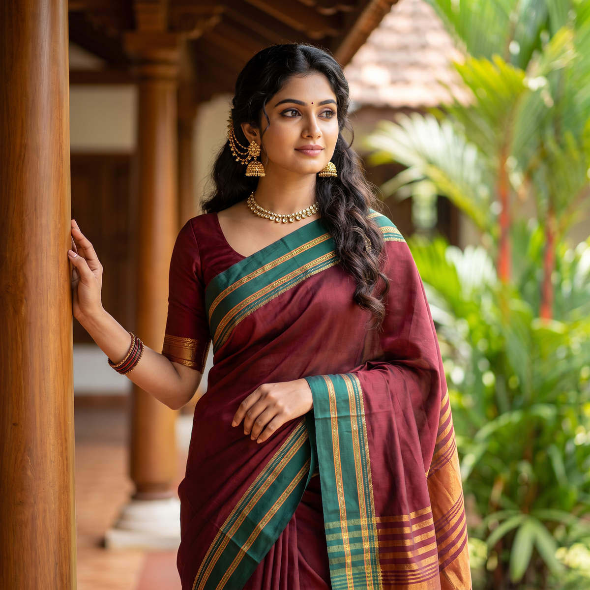 Women's Art Silk Traditional Saree with Zari Border and Unstitched Blouse Piece.