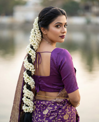 Women's Woven Banarasi Art Silk Saree with Unstitched Blouse Piece.