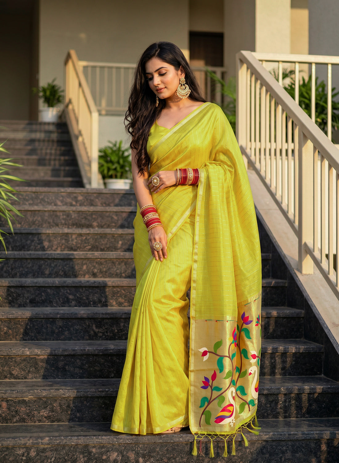Women's Traditional Zari Cotton Silk Saree with Unstitched Blouse Piece.