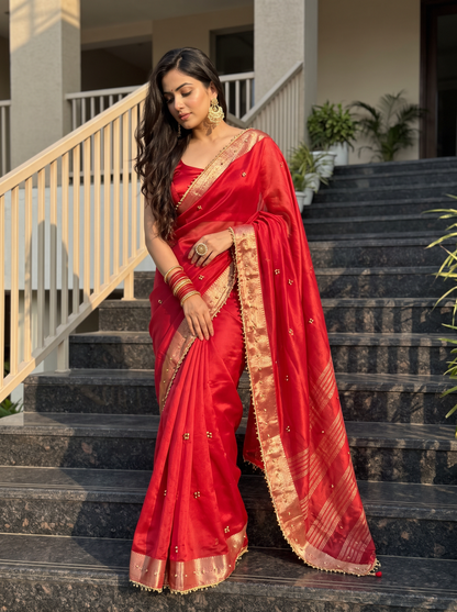 Most Viral Trending Ghungroo Tissue Saree for Women | Elegant Designer Party Wear Saree with Ghungroo Border | Festive & Wedding Collection