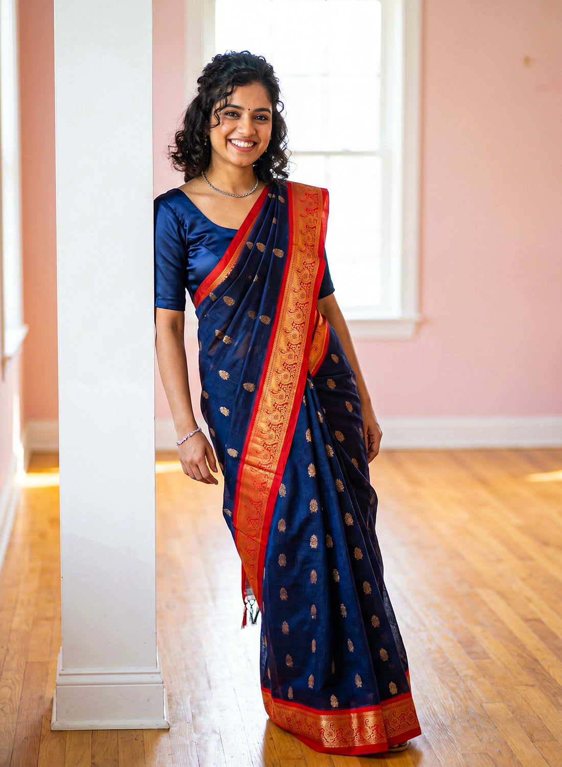 Women's Elegant Banarasi Kanjivaram silk and South Indian Gadwal Silk Cotton Handloom Saree Woven Design Ethnic Wear with Blouse Piece.